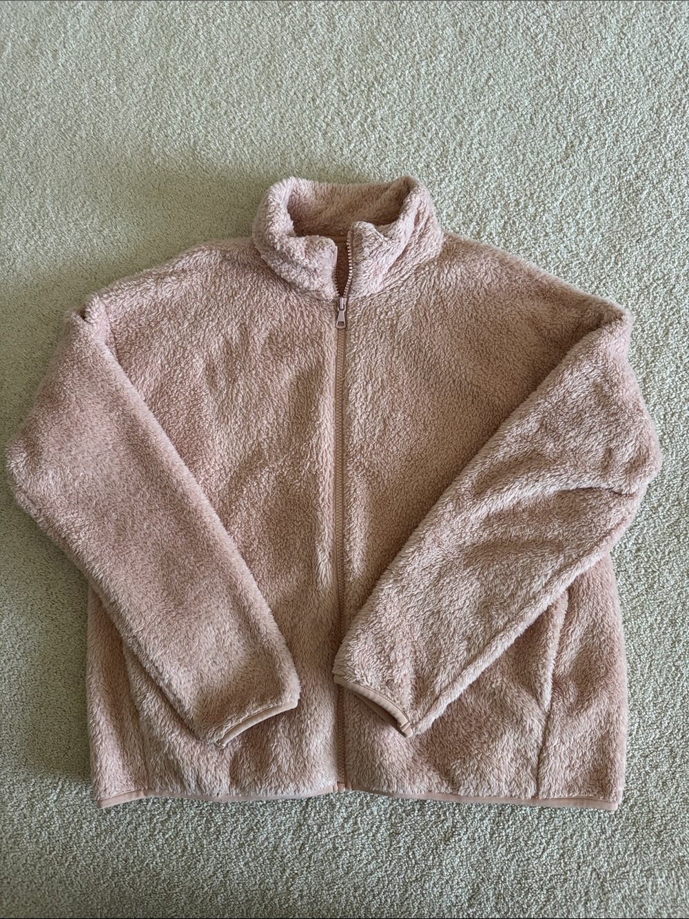Uniqlo Teddy Full-Zip Jacket - Light Pink